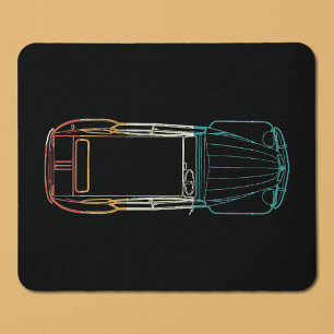 2cv Deux Chevaux Rainbow Blueprint Mouse Pad