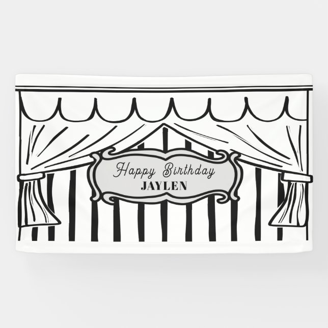 2D Birthday Party Comic Style Backdrop Banner (Horizontal)
