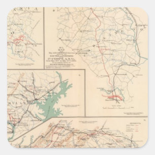 2d Corps AN Va, camps, pickets, routes Square Sticker