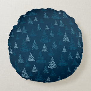 2d illustration. Abstract snowflakes. Holy Christm Round Cushion