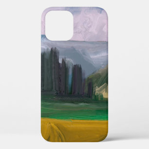 2d illustration. Oil painting landscape art. Rural iPhone 12 Case