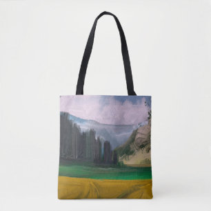 2d illustration. Oil painting landscape art. Rural Tote Bag