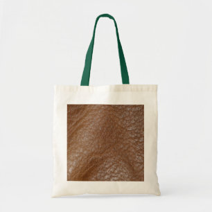 2D Photo-sampled Mid Brown Leather-look Design Tote Bag