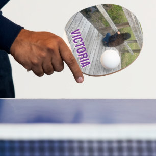 2D Retro Colorful Lettering Name and Photo Ping Pong Paddle