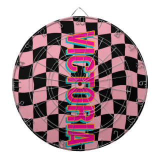 2D Retro Colorful Lettering Name Pink Black Dartboard