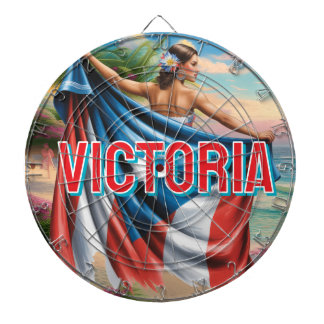2D Retro Colorful Lettering Puerto Rican Latina Dartboard