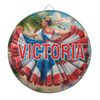 2D Retro Colorful Lettering Puerto Rican Latina Dartboard