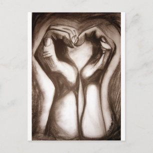 2hands1heart in sepia postcard