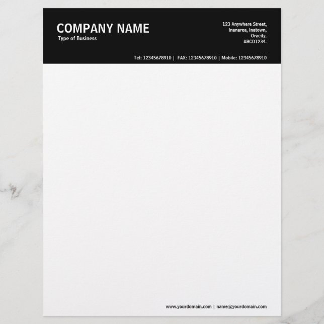 2in Colour Header - Black Custom Letterhead (Front)