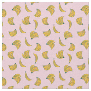 (2in) Cool banana illustrations pink background Fabric