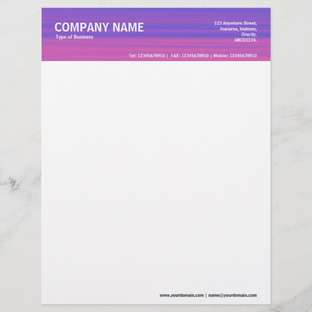 2in Header - Colour Textured Custom Letterhead (Front)