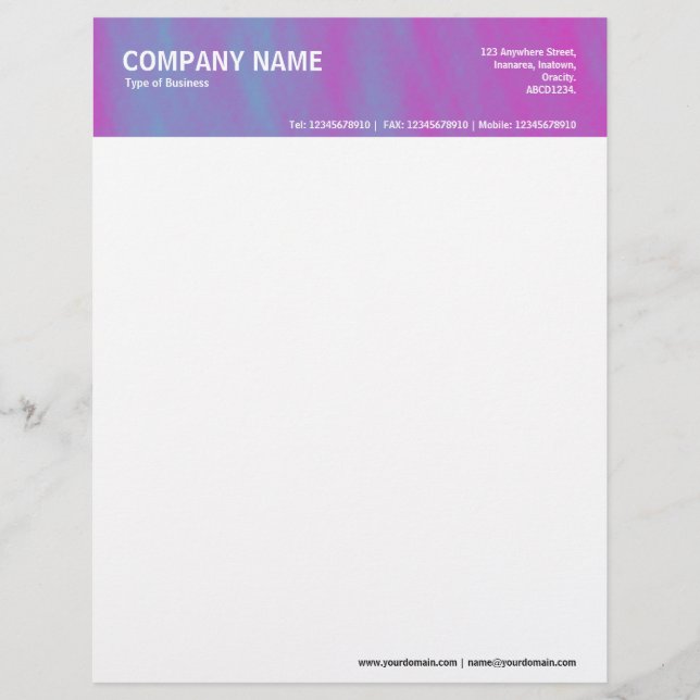 2in Header - Colour Textured Custom Letterhead (Front)