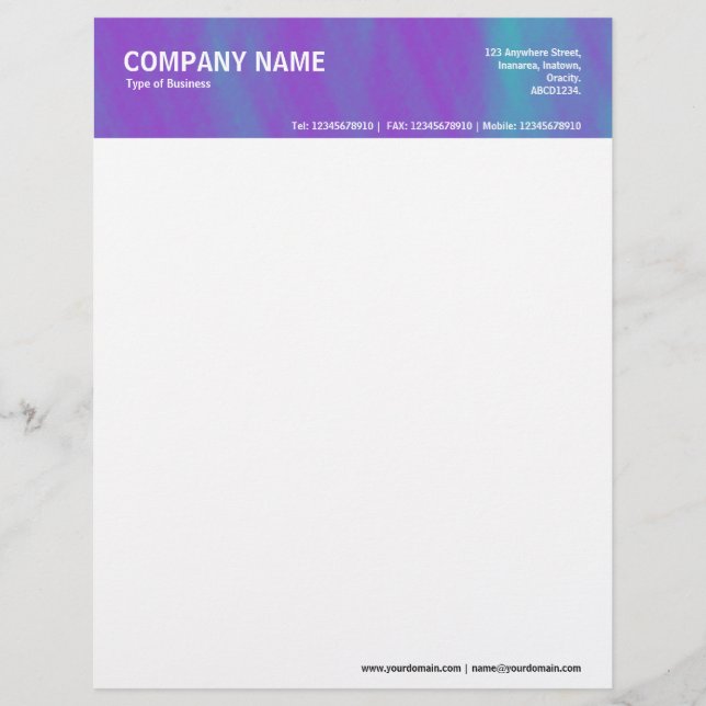 2in Header - Colour Textured Custom Letterhead (Front)