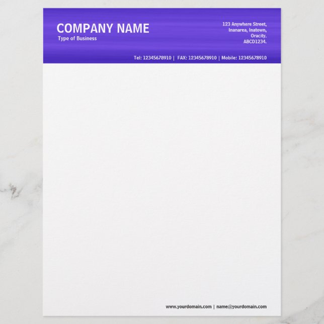 2in Header - Colour Textured Custom Letterhead (Front)