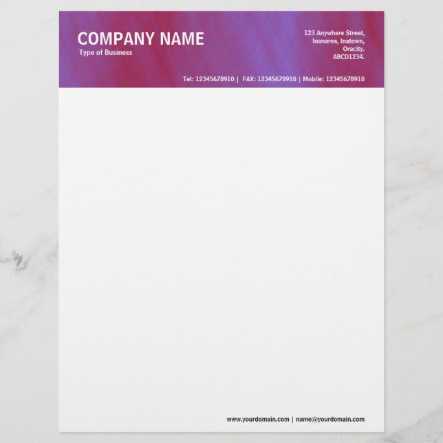 2in Header - Colour Textured Custom Letterhead (Front)