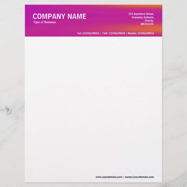 2in Header - Colour Textured Custom Letterhead (Front)