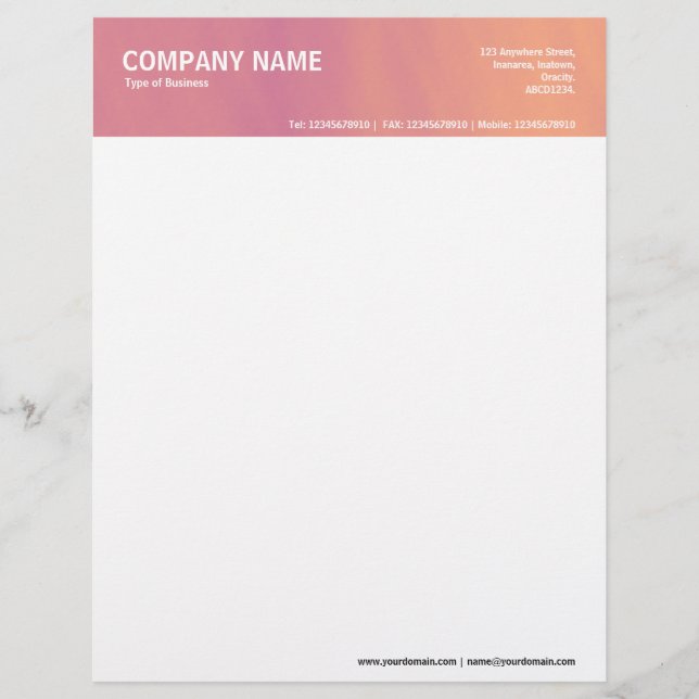 2in Header - Colour Textured Custom Letterhead (Front)