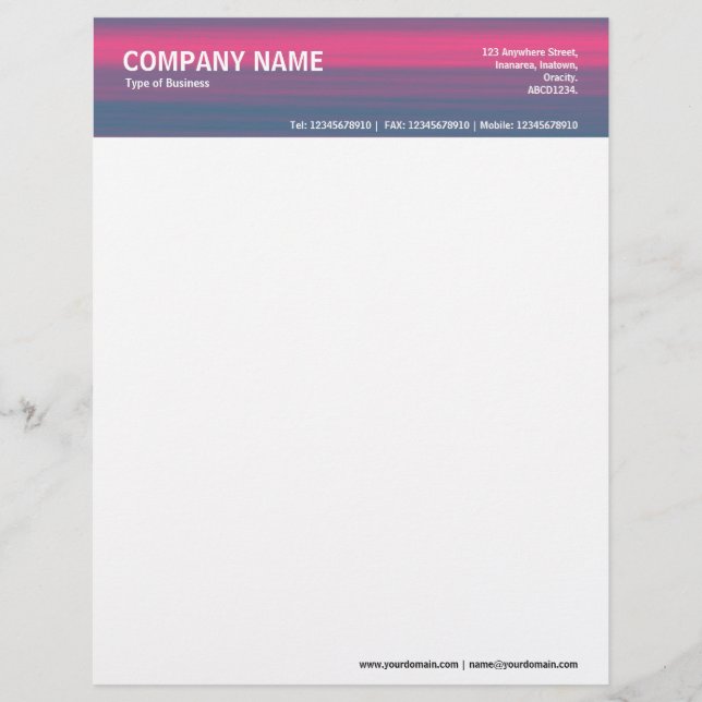 2in Header - Colour Textured Custom Letterhead (Front)