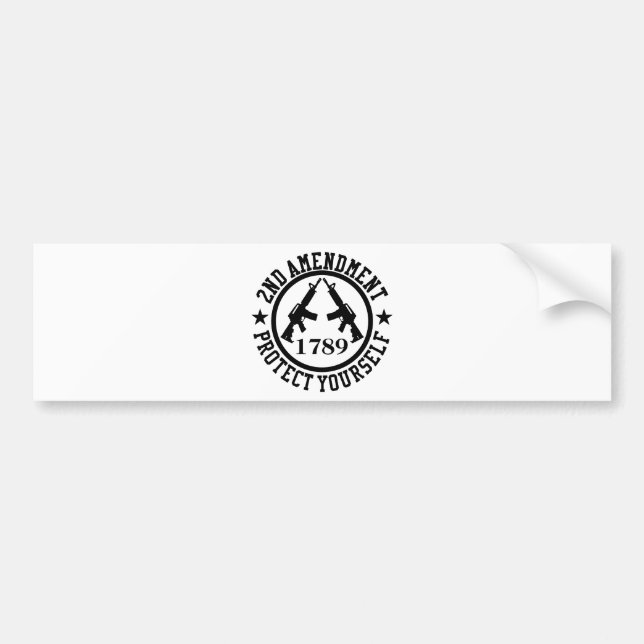 2nd Amendment AR15 Protect Yourself Black Bumper Sticker (Front)