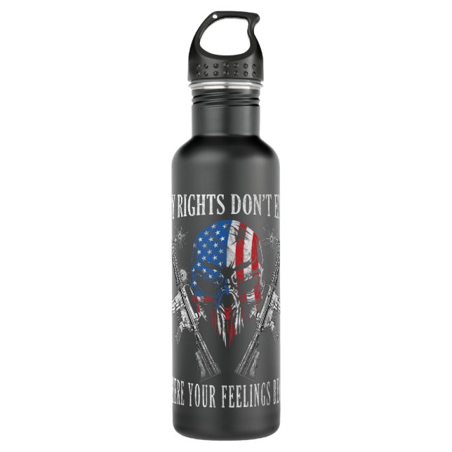 2nd Amendment Feelings America USA Patriotic Skull 710 Ml Water Bottle (Front)