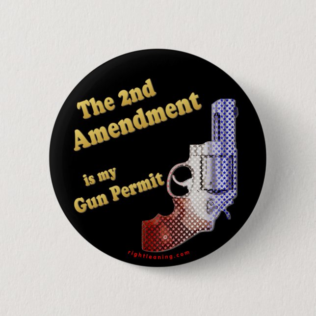 2nd amendment gun permit 6 cm round badge (Front)