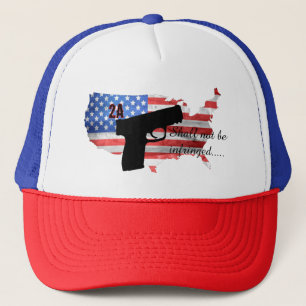 2nd Amendment Shall Not Be Infringed Pistol Flag  Trucker Hat