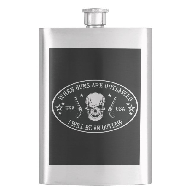 2nd Amendment  Throw Pillow Hip Flask (Front)
