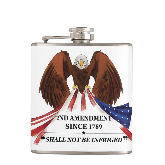 2nd Amendment  Throw Pillow Hip Flask (Front)
