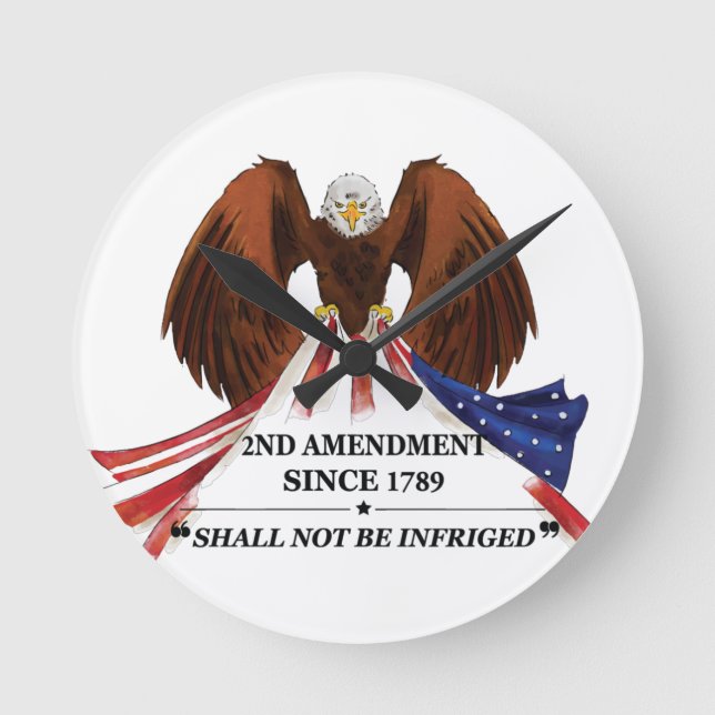 2nd Amendment  Throw Pillow Round Clock (Front)