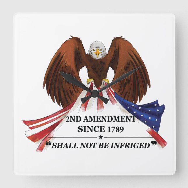 2nd Amendment  Throw Pillow Square Wall Clock (Front)