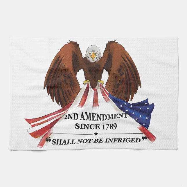 2nd Amendment  Throw Pillow Tea Towel (Horizontal)