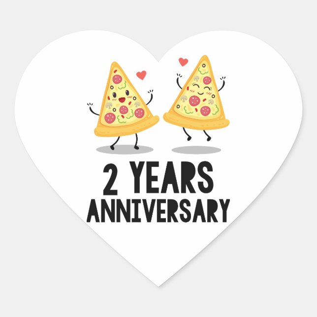 2nd Anniversary 2 Years Heart Sticker (Front)