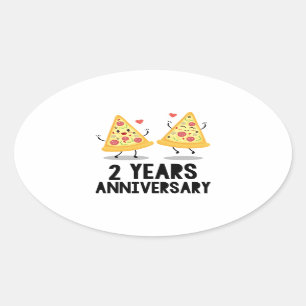 2nd Anniversary 2 Years Oval Sticker