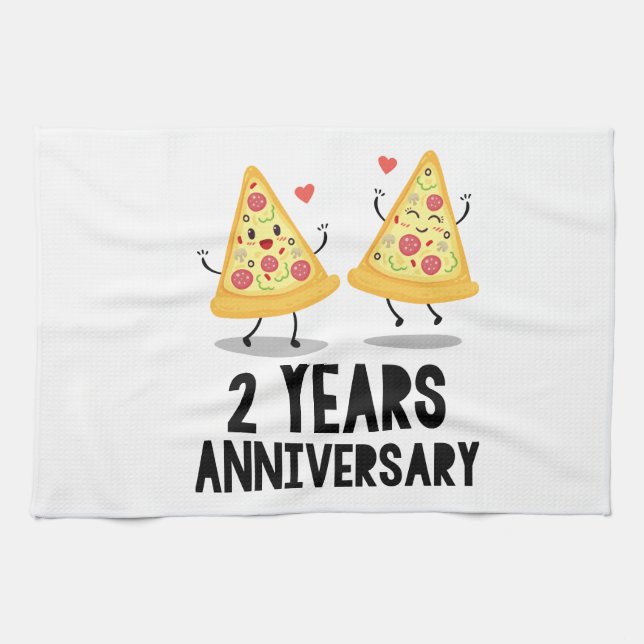 2nd Anniversary 2 Years Tea Towel (Horizontal)