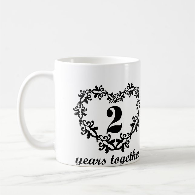 2nd Anniversary 2 Years Together Heart Gift Mug (Left)