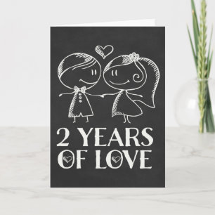 2nd Anniversary Chalk board couple Card