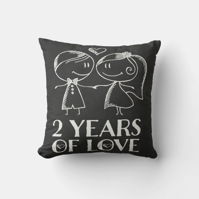 2nd Anniversary Chalk Couple Gift Cushion (Front)