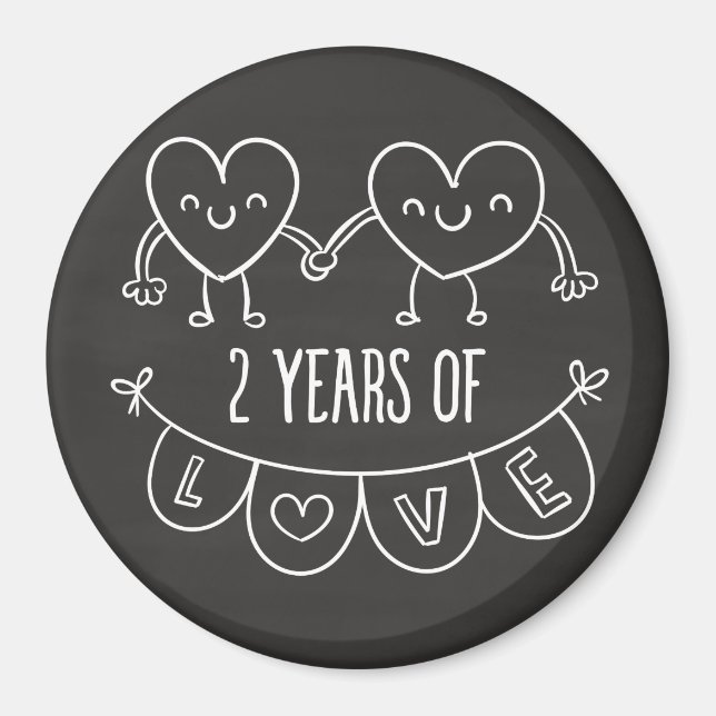 2nd Anniversary Gift For Her Chalk Hearts Hand Dra Magnet (Front)