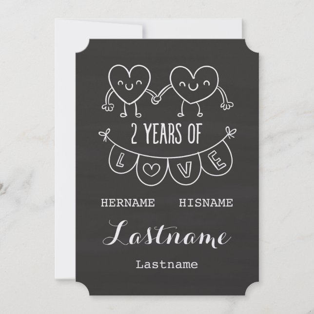 2nd Anniversary Gift For Her Chalk Personalised Card (Front)