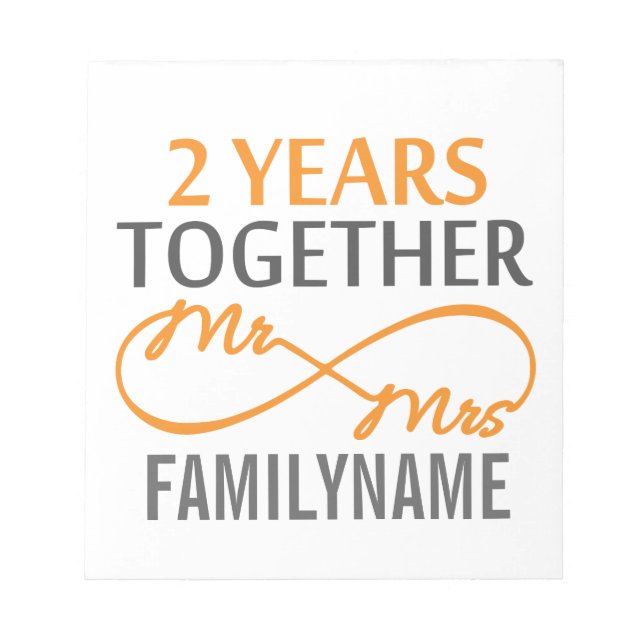 2nd Anniversary Mr. & Mrs Infinity Personalised Notepad (Front)