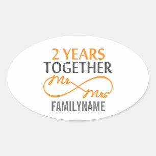 2nd Anniversary Mr. & Mrs Infinity Personalised Oval Sticker