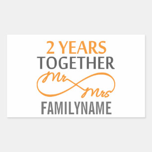 2nd Anniversary Mr. & Mrs Infinity Personalised Rectangular Sticker