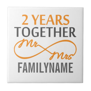 2nd Anniversary Mr. & Mrs Infinity Personalised Tile