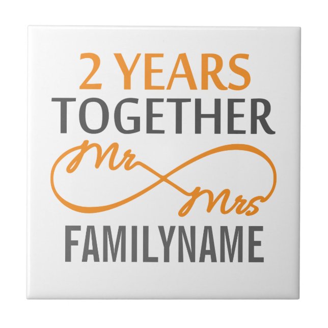 2nd Anniversary Mr. & Mrs Infinity Personalised Tile (Front)