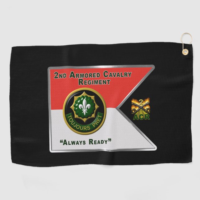 2nd Armored Cavalry Regiment Guidon Golf Towel (Horizontal)