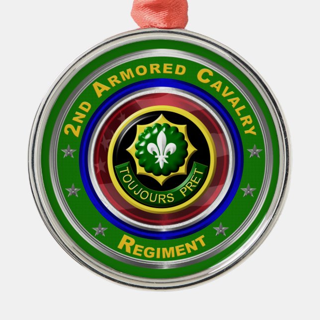 2nd Armoured Cavalry Christmas Metal Tree Decoration (Front)