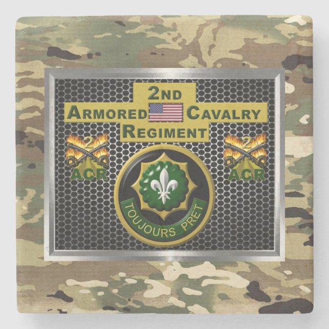 2nd Armoured Cavalry Regiment “Always Ready” Stone Coaster (Front)