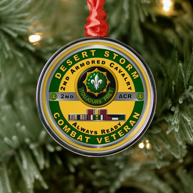 2nd Armoured Cavalry Regiment Desert Storm Veteran Metal Tree Decoration (Tree)