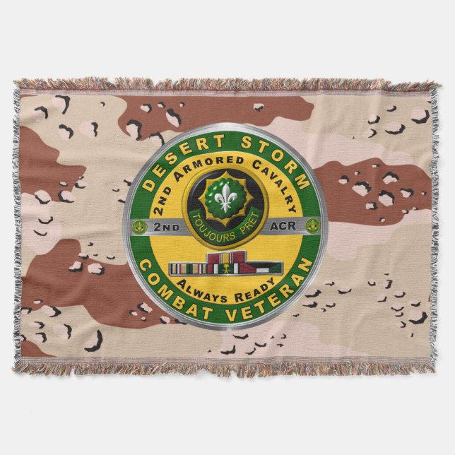 2nd Armoured Cavalry Regiment Desert Storm Veteran Throw Blanket (Front)