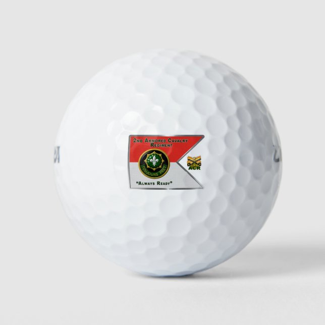 2nd Armoured Cavalry Regiment Guidon Golf Balls (Front)